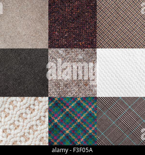 Collage of textile fabric samples with different textures Stock Photo