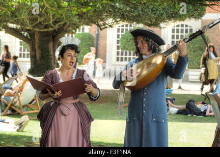musicians in period costume,  Hampton court Stock Photo