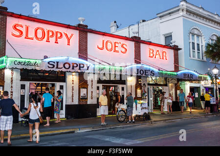 Key West Florida,Keys Old Town,Duval Street,night evening,Sloppy Joe's Bar,front,entrance,FL150508088 Stock Photo