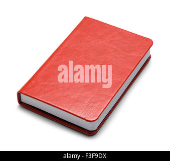 Closed Red Book With Copy Space Isolated on White Background. Stock Photo