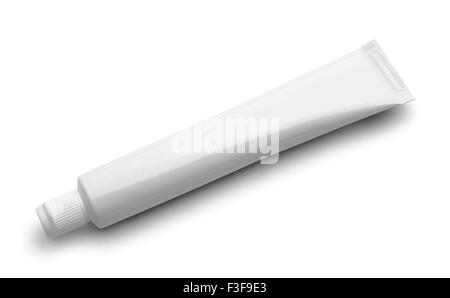 Tube of Toothpaste with Copy Space Isolated on White Background. Stock Photo