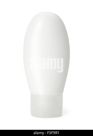 White Shampoo Bottle with Copy Space Isolated on White Background. Stock Photo