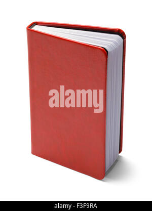 Upright Red Book With Copy Space Isolated on White Background. Stock Photo