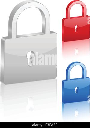 3D padlock symbol. Vector illustration. Stock Vector