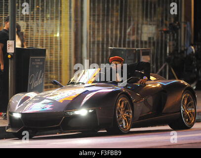 Chris Brown shows off his Rezvani Beast sports car as he films Liquor music  video