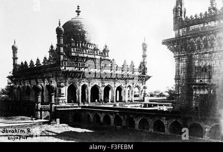 old vintage 1900s Ibrahim Rauza Masjid , Ibrahim Roza mosque ; tomb for Ibrahim Adil Shah , Bijapur ; Karnataka ; India , Asia Stock Photo