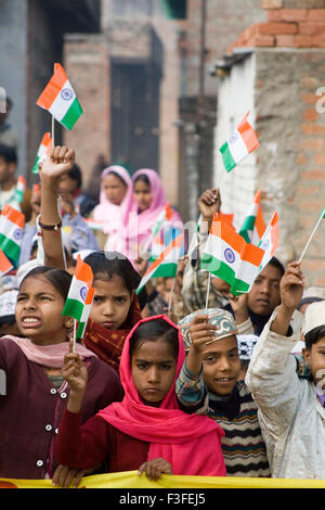Muslim children with Indian flag on republic day 26th 
