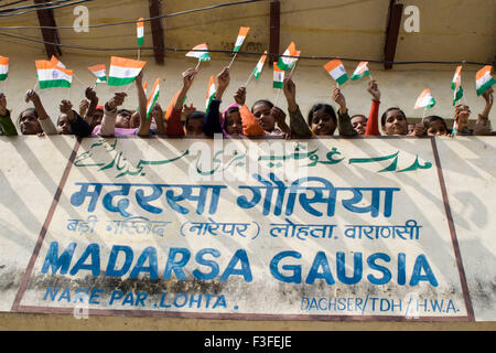 Muslim children with Indian flag on republic day 26th 