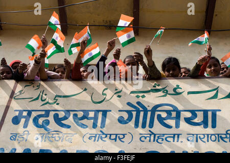 Muslim children with Indian flag on republic day 26th 