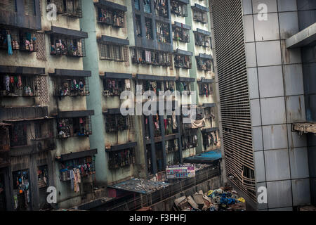 Slums of Mumbai, Dharavi and other slums. New buildings for the people forced to move from the slum Stock Photo