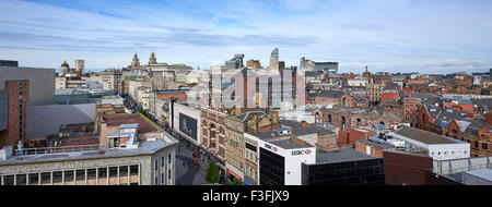 Liverpool city centre skyline, Church street towards the Waterfront, Merseyside, North West England Stock Photo