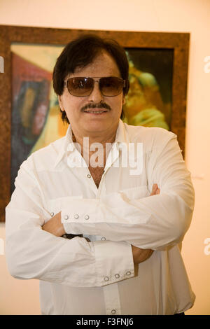 Bollywood film star Sanjay Khan at museum gallery kala ghoda art show ; Bombay Mumbai ; Maharashtra ; India NO MR Stock Photo