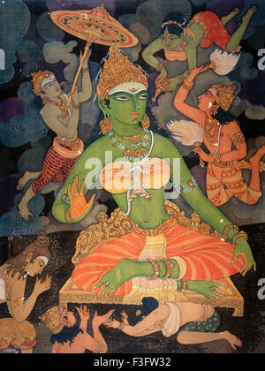 Hinduism ; hindu art ; himalayan academy art ; religion ; spirituality ; artist S. Rajam ; shakti ; devi ; durga ; worship Stock Photo