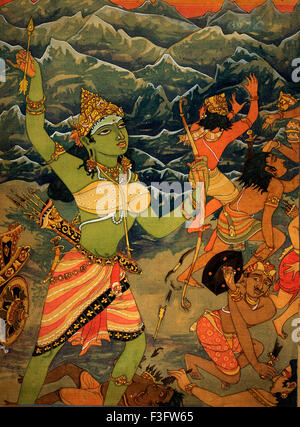 Hinduism ; hindu art ; himalayan academy art ; religion ; spirituality ; artist S. Rajam ; shakti ; himalayas ; warrior Stock Photo