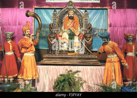 Chhatrapati Shivaji Maharaj , Shivaji Bhonsale I , Chhatrapati Shivaji , sitting on throne , India , Asia Stock Photo