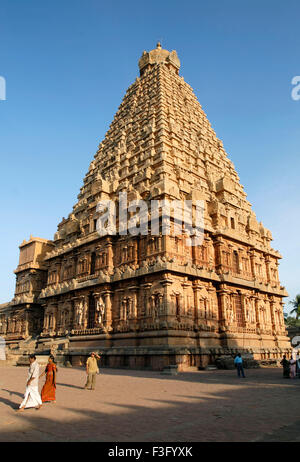 Brihadishvara Temple, also called Rajarajesvaram or Peruvudaiyar Kovil, is a Hindu Chola temple Thanjavur ; Tamil Nadu ; India Stock Photo
