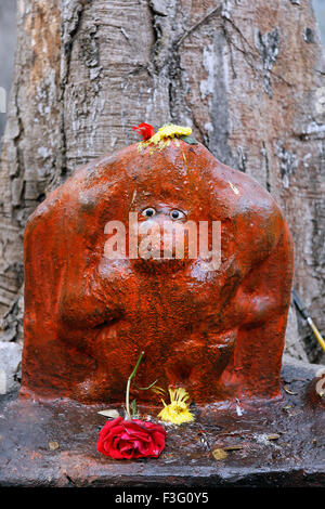 Lord Hanuman stone idol ; India ; Asia Stock Photo