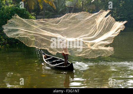 Fishing, Cherai backwater, Vypeen Island, Ernakulam, Kerala, India, Asia Stock Photo