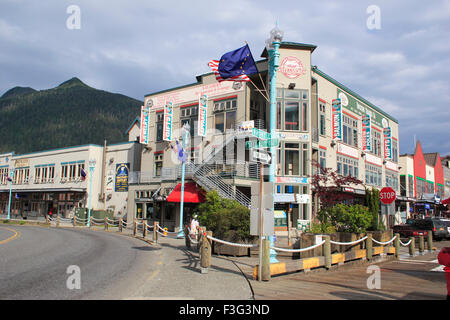 Street ; shopping mall ; Ketchikan ; Alaska ; U.S.A. United States of America Stock Photo