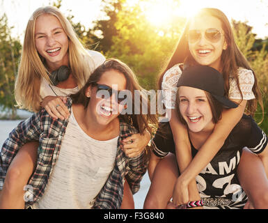Teenage girls having fun on a summer day Stock Photo