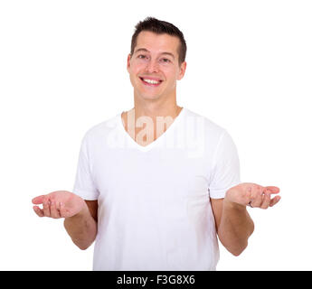 handsome man making do not know sign Stock Photo