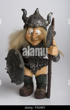 Viking warrior toy on white background Stock Photo