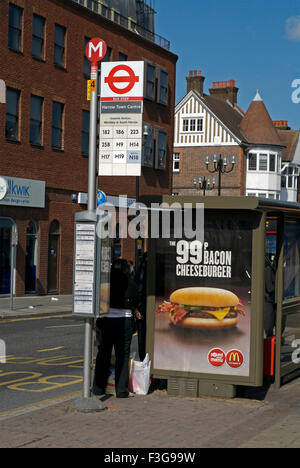 Harrow town bus stop ; Harrow ; London ; England ; United Kingdom ; UK Stock Photo