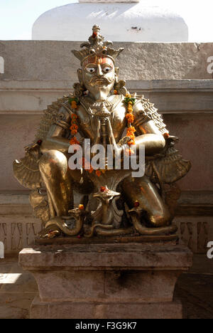 Garuda statue, brass sculpture, Hindu deity, half human half eagle, Lord Vishnu vahana, Jagdish Temple, Udaipur, Rajasthan, India, Asia Stock Photo