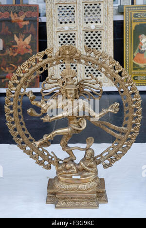 Lord Natraj idol ; Nataraja ; Hindu God Shiva ; India ; Indian brass statue Stock Photo