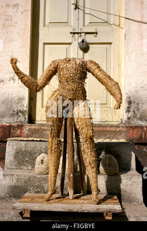 Straw made goddess Durga sculpture on Durga Pooja Celebration ; Rajkot ; Gujarat ; India Stock Photo