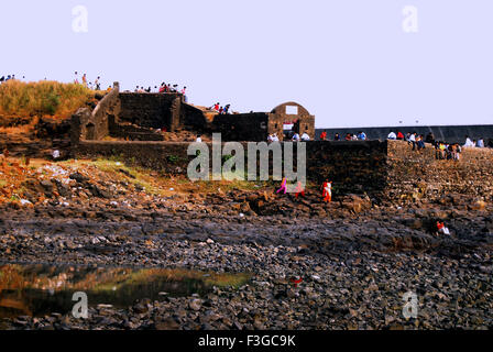 Wall of Bandra fort erected by Portuguese about 300 years back at bandra ; Bombay Mumbai ; Maharashtra ; India Stock Photo