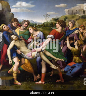 Rome. Italy. Galleria Borghese. The Deposition of Christ, 1507–1508 by Raphael,  Oil on wood. Stock Photo