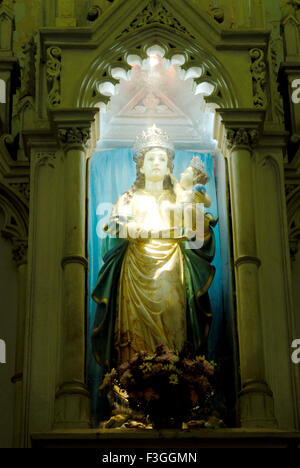Statue of mother Marry and Jesus at Gloria Church at Byculla ; Bombay now Mumbai ; Maharashtra ; India Stock Photo