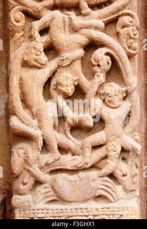 Raja Rani temple ; ruin statue ; red gold sandstone ; Bhubaneswar ; Orissa ; India Stock Photo