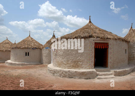 Kuba Kutchi Hut in Gujarat Tourism ; Tarnetar Fair ; Gujarat ; India Stock Photo