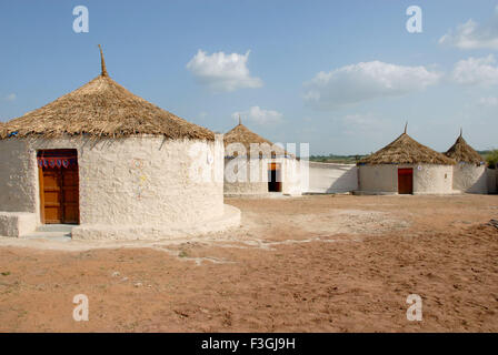 Kuba Kutchi Hut in Gujarat Tourism ; Tarnetar Fair ; Gujarat ; India Stock Photo