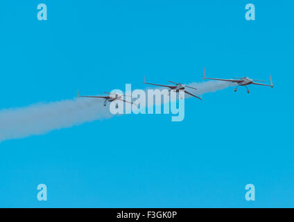 La Patrouille Reva,display team flying the Acroez at Clacton Airshow.These unusual aircraft are designed by American Burt Rutan Stock Photo