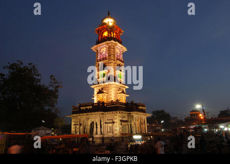 Clock tower market in evening ; Jodhpur ; Rajasthan ; India Stock Photo