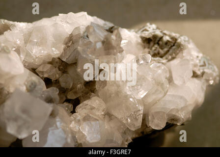 Apophyllite phyllosilicates minerals colorless crystal stone Stock Photo