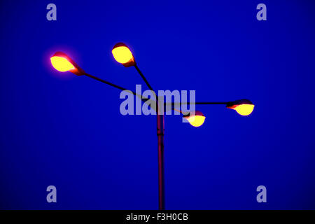 Light pole with four bulbs ; Mumbai Bombay ; Maharashtra ; India Stock Photo