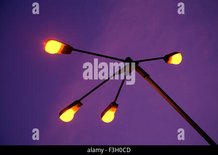 Light pole with four bulbs ; Mumbai Bombay ; Maharashtra ; India Stock Photo