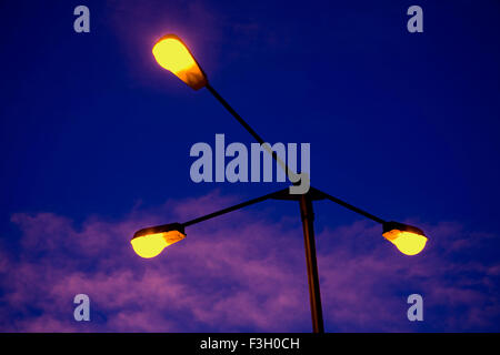 Light pole with four bulbs ; Mumbai Bombay ; Maharashtra ; India Stock Photo