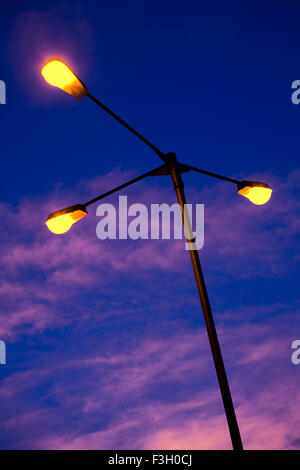 Light pole with four bulbs ; Mumbai Bombay ; Maharashtra ; India Stock Photo