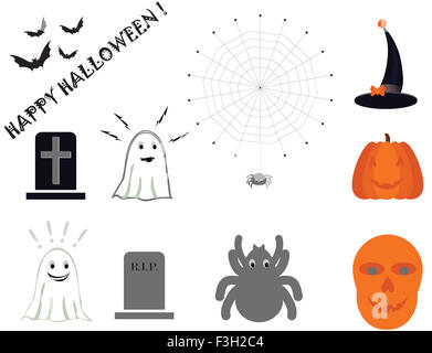 Halloween icons set on white background Stock Photo