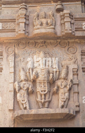 God statues on wall of Kopeshwar Shiva temple ; Khidrapur ; Dt Kolhapur; Maharashtra ; India Stock Photo