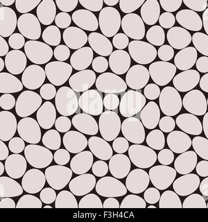 A gray pebble cobblestone seamless pattern on dark background. Stock Vector