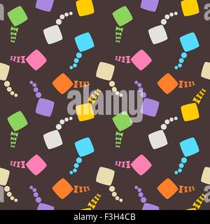Multicolored kites seamless pattern on dark background. Stock Vector