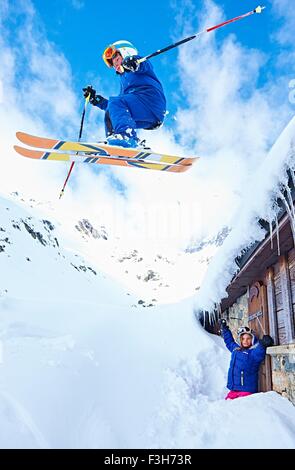 Boy skiing, Chamonix, France Stock Photo