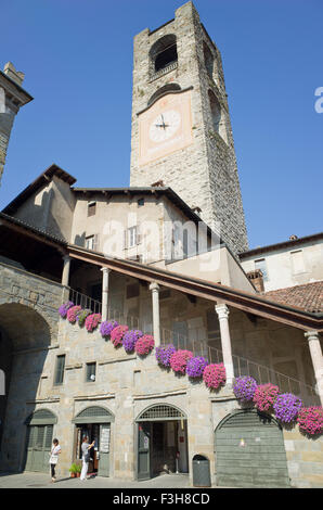 The Civic tower Bergamo, also known as Campanone. It is 52 Metres high Stock Photo