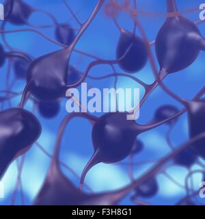 3D illustration of neurons in the brain Stock Photo